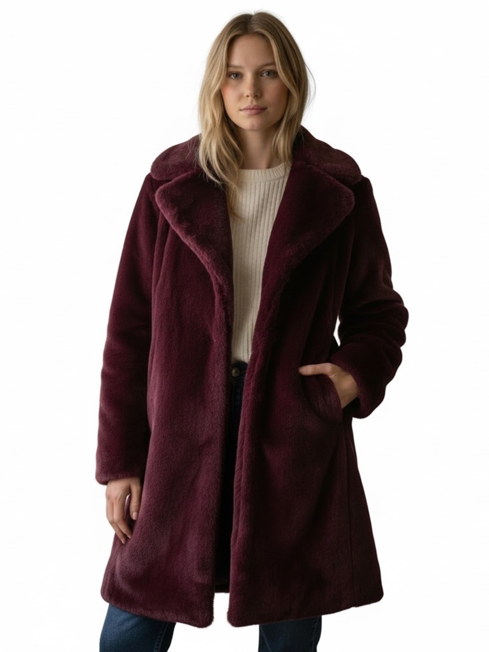 Avec Les Filles by Anthropology New With Tags Sangria Faux Fur Coat Size X-Small